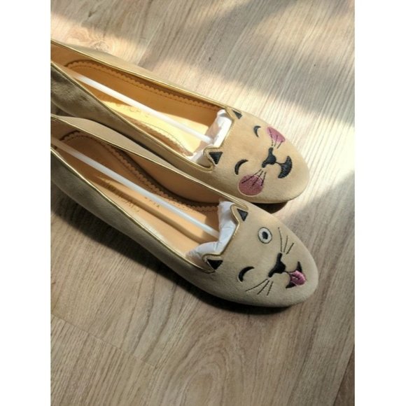 Charlotte Olympia Shoes Charlotte Olympia Beige Velvet Cheeky Kitty